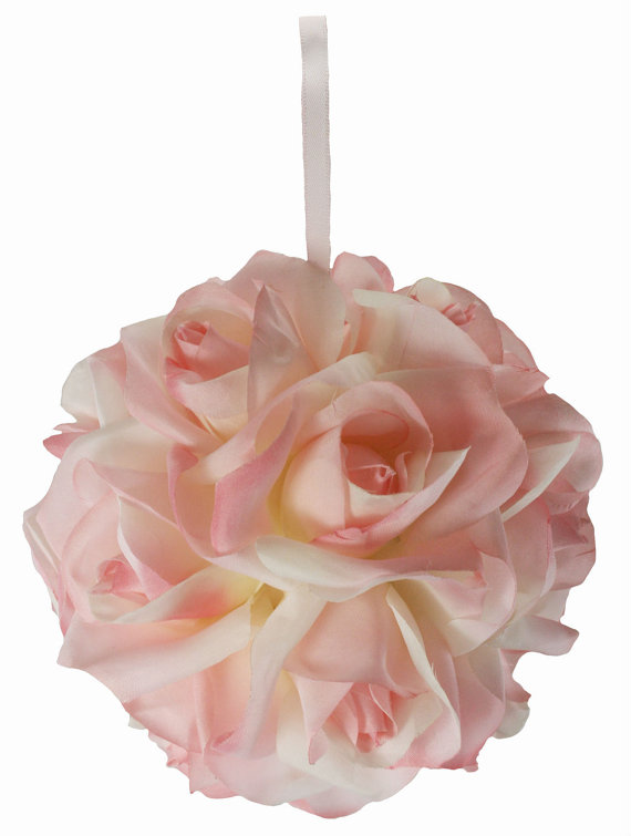 Свадьба - Garden Rose Kissing Ball - Pink - 6 Inch Pomander
