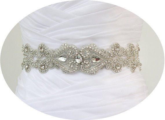 Wedding - DOROTHY II - Crystal Rhinestone Bridal Beaded Sash Belt, Wedding Dress Sash, Bridal Crystal Belts