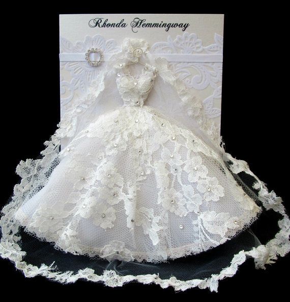 Hochzeit - Custom Order Handmade Bridal Wedding Dress Card