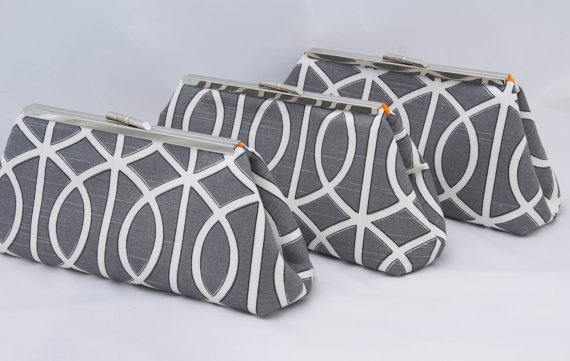 Mariage - Charcoal Handbag in Dark Gray Silver Custom Clutch Handbag Custom Design your own for your Wedding Party Gifts