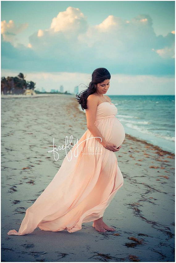 زفاف - Jersey Maternity Gown / Bridesmaids Dress, Photo Prop, Blush Pink Picured