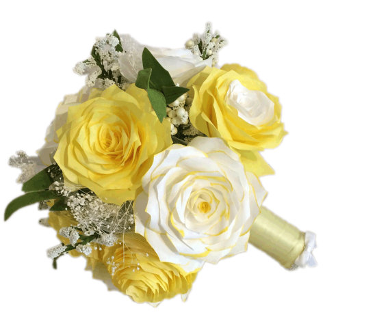 Wedding - Yellow rose bouquet, Yellow Vintage bouquet, Wedding bouquet, Paper Bouquet, Romantic bouquets, Yellow rose, peony bouquet, Fake bouquet