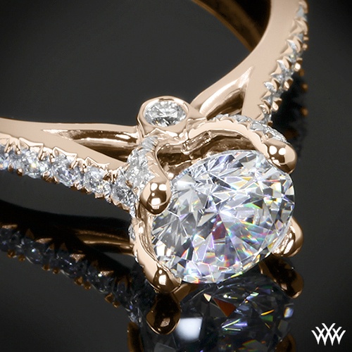 Wedding - 20k Rose Gold Verragio ENG-0371 4 Prong Petite Pave Diamond Engagement Ring