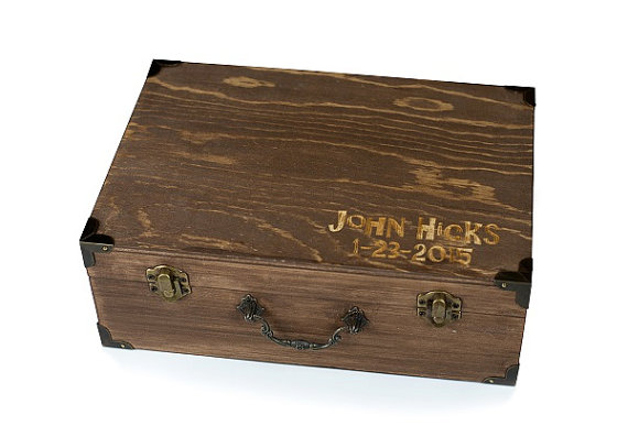 Wedding - Engraved Groomsmen Wooden Gift Box - FREE Engraving - Father's Day - Birthday Gift-Personalized & Stained- Best Man Gift