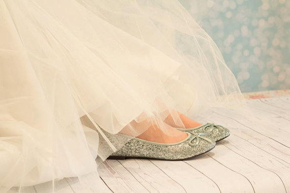 زفاف - Blue Wedding Shoes - Flat Blue Shoes - Glitter Shoes - Wedding Shoes - Wedding Flats - Ballet Flats - Blue Ballet Flats - Aqua Blue Shoes