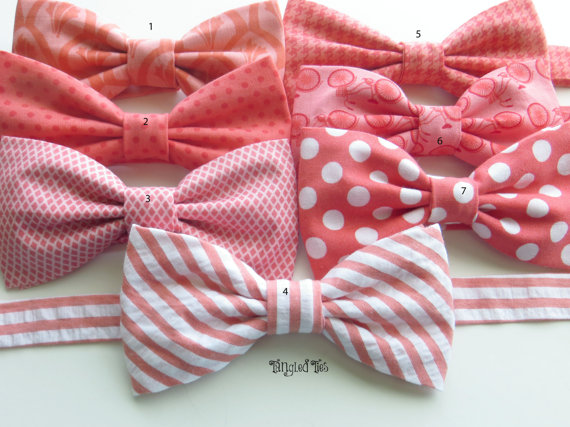 زفاف - Coral Groomsmen Bow Tie Mix And Match Coordinating Custom Wedding Bow Ties in 100% Designer Cotton For Boys, Toddlers, Girls, Men