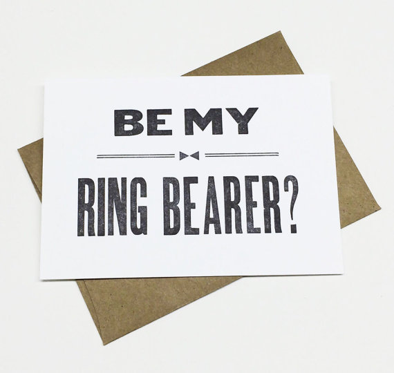 Wedding - Will You Be My Ring Bearer Card - letterpress ring bearer card