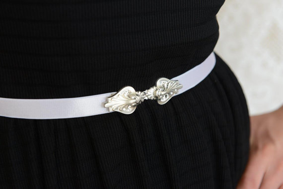 Wedding - Wedding Belt - Silver Belt - White Belt - Wedding Accessories - Bridal Accessories - Wedding Sash - Bridal Belt - Wedding Dress Belt