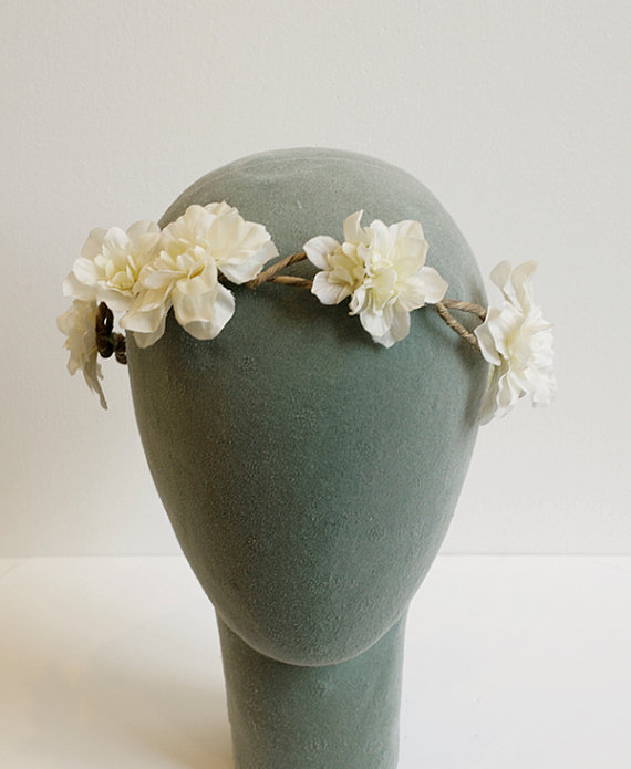 زفاف - Ivory white Flower Crown - Wedding Headpiece, Flower Headband