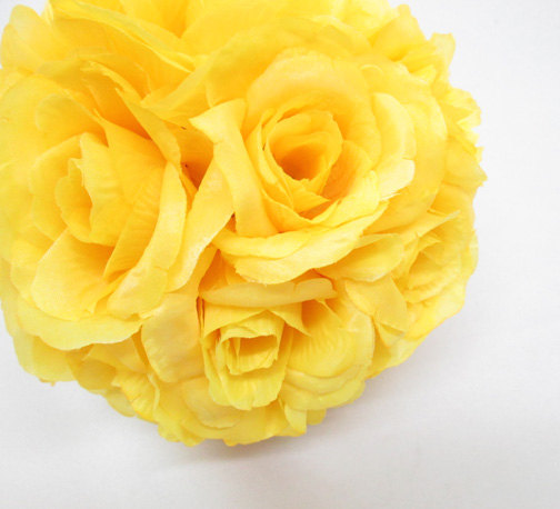 Hochzeit - Yellow Silk Rose Pomander