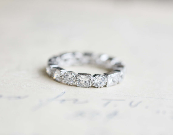 زفاف - Art Deco Wedding Band - Stacking Ring - Layering Ring - Promise Ring - Engagement Ring - Eternity Ring -  Sterling Silver
