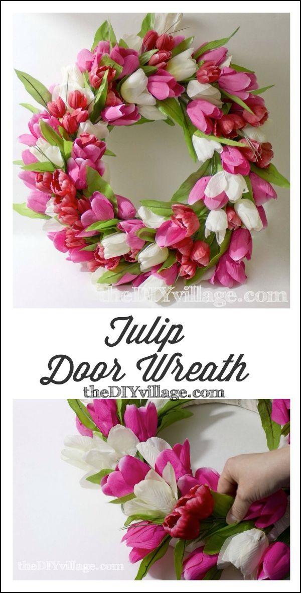 Hochzeit - Tulip Door Wreath - TheDIYvillage.com