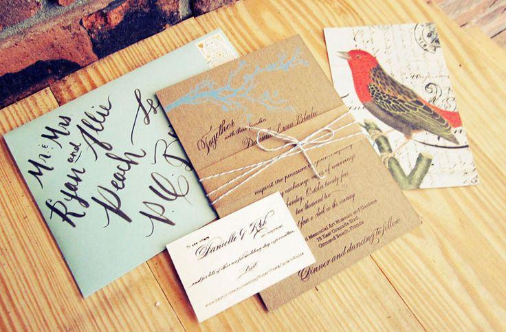 Hochzeit - Danielle   Rob's Rustic Chipboard Wedding Invitations