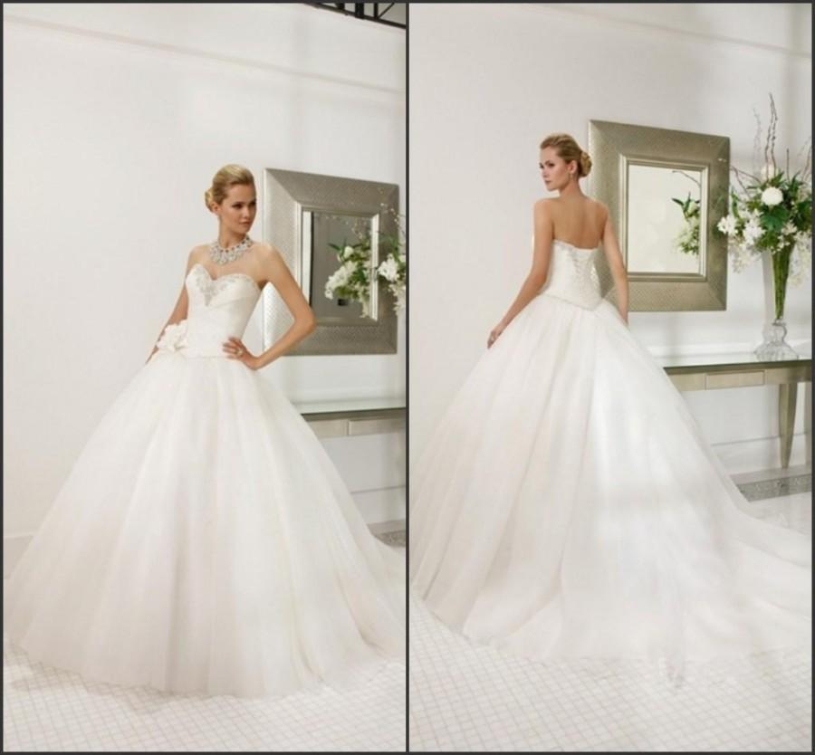 Mariage - Stunning 2015 Vestido De Novia Wedding Dresses Veni Infantino With Beads Sequins Flower Sash Organza Chapel Bridal Ball Gowns Custom Made Online with $114.5/Piece on Hjklp88's Store 