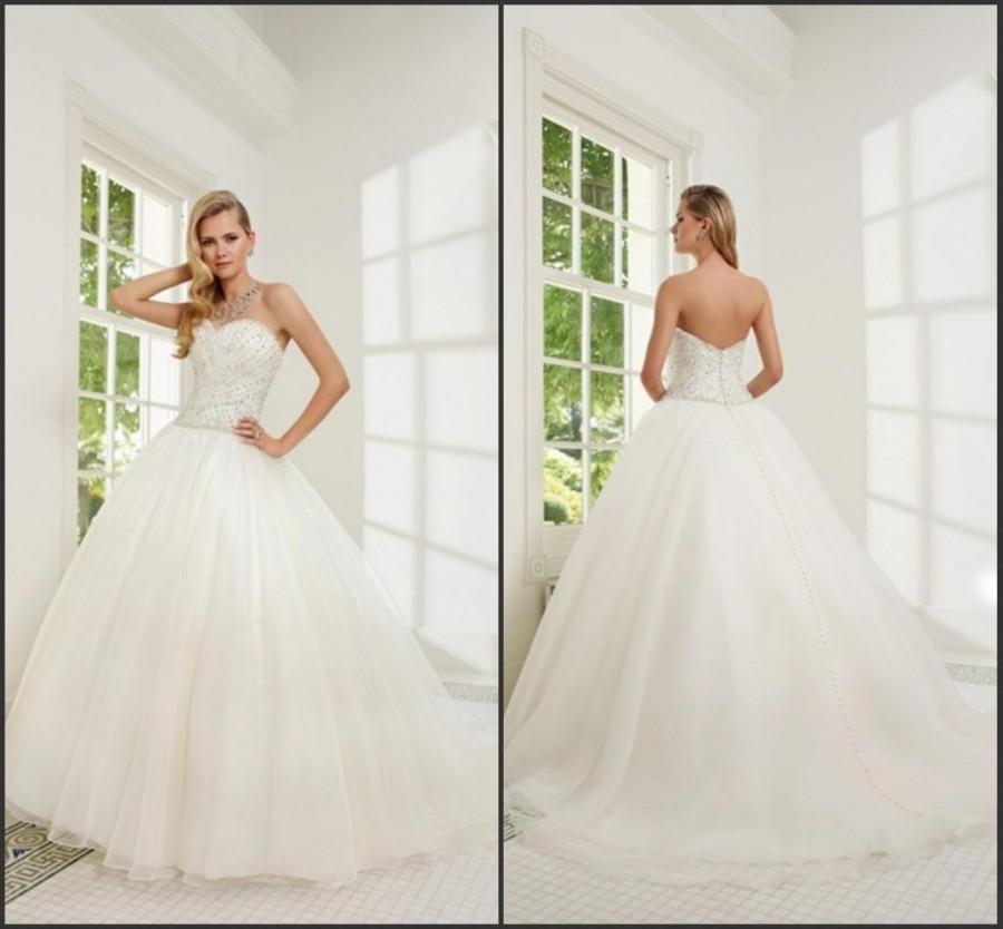 Wedding - Custom Made Veni Infantino Vestido De Novia 2015 Wedding Dresses With Beads Crystal Sequin Chapel Sweep Train Sweetheart Bridal Ball Gowns Online with $119.33/Piece on Hjklp88's Store 