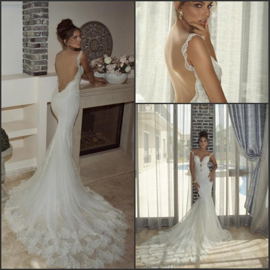 Mariage - Backless Spaghetti Mermaid 2015 Sexy Beach Wedding Dresses With Applique Lace Sequins Vestido De Novia Sweep Train Bridal Gowns Custom Made Online with $115.3/Piece on Hjklp88's Store 