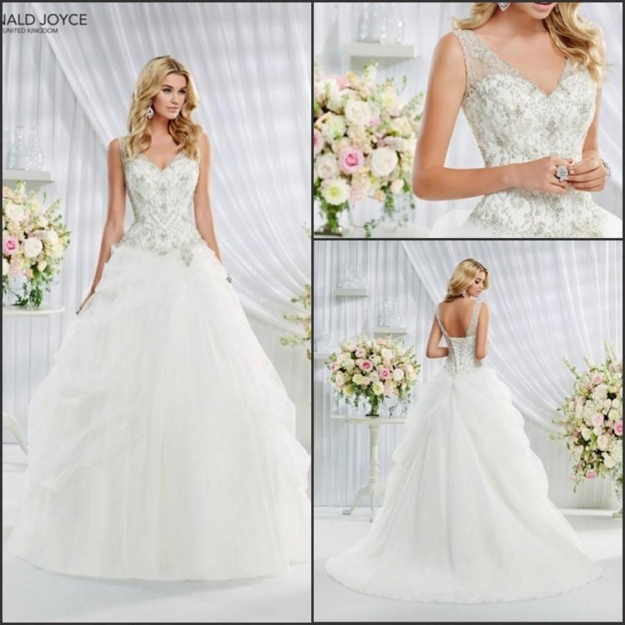 Hochzeit - 2015 Veni Infantino Sheer V-Neck Wedding Dresses With Beads Sequins Organza Sleeveless Lace Up Back Chapel Train Bridal Gowns Custom Made Online with $125.79/Piece on Hjklp88's Store 