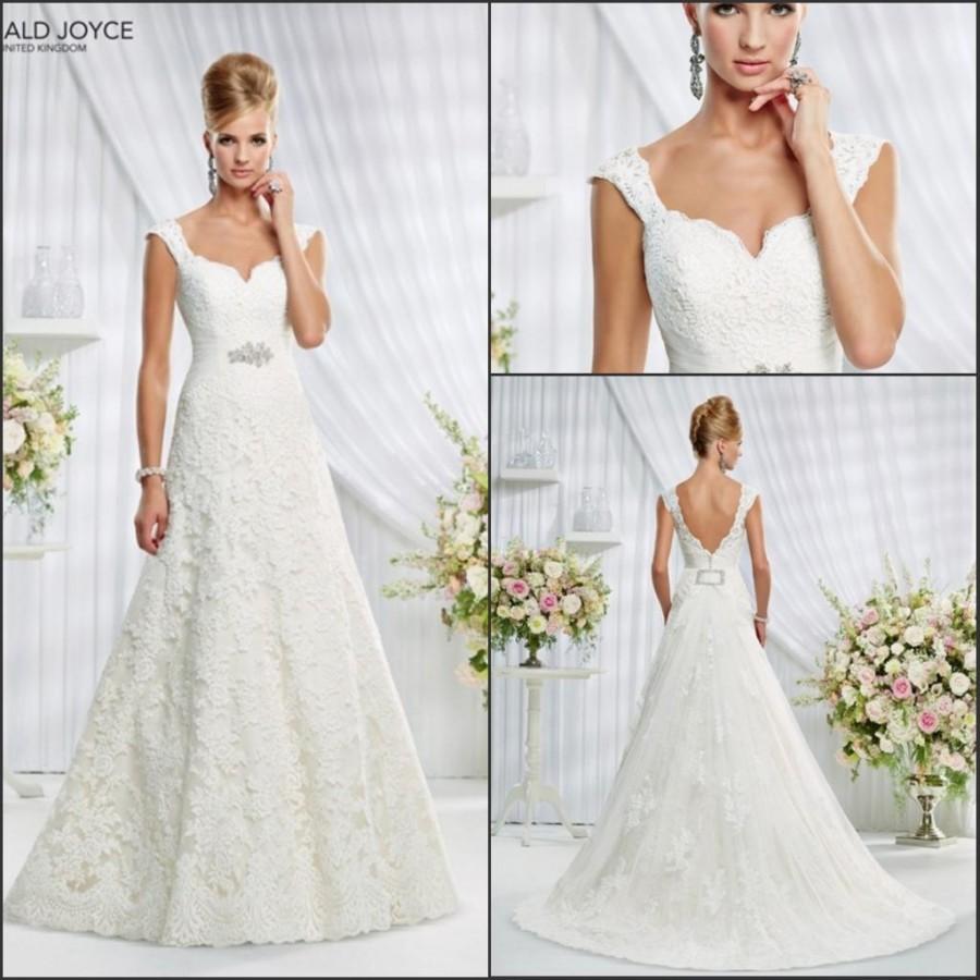Wedding - Noble 2015 Veni Infantino Wedding Dresses With Lace Applique Beads Backless Sash V-Neck Sheer Capped Chapel Train Bridal Gowns Custom Made Online with $117.72/Piece on Hjklp88's Store 