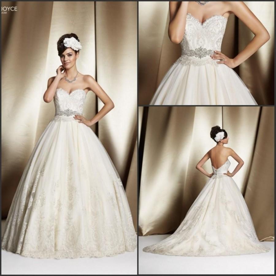 Wedding - Exquisite 2015 Veni Infantino Wedding Dresses With Lace Applique Sweetheart Beads Sash Button Sweep Chapel Train Bridal Gowns Custom Made Online with $115.3/Piece on Hjklp88's Store 