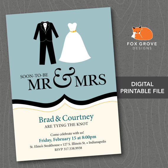 Hochzeit - Printable Engagement Party Invitation "Future Mr & Mrs" / Customized Digital File (5x7) / Printing Services Available