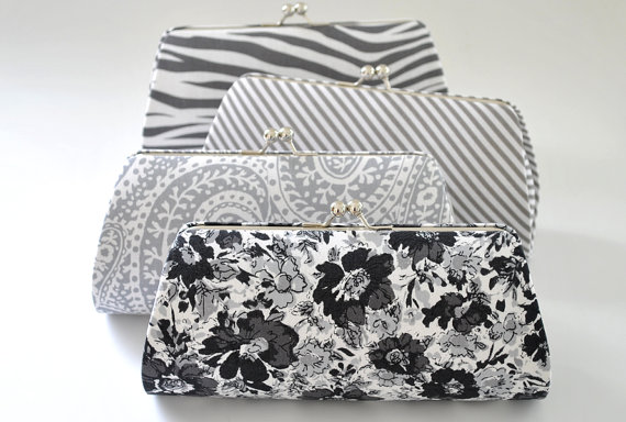 Mariage - Gray Clutch -Bridesmaid Clutch-Custom Made Clutch in your choice of fabric