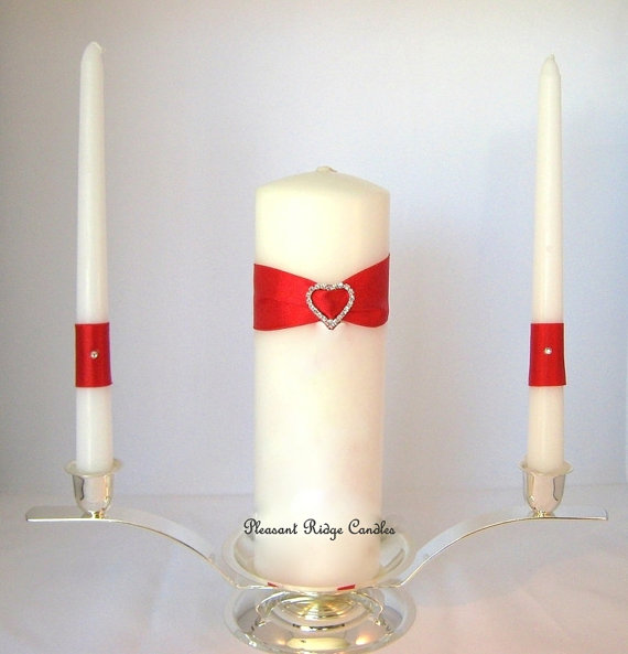 Mariage - Red Unity Candle Heart Unity Candle Wedding Candle Bling Unity Candle Wedding Unity Candle Rhinestone Unity Candle Cheap Unity Candle