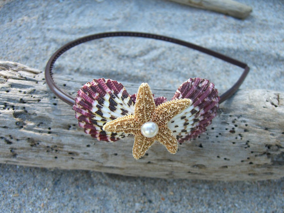 Mariage - Starfish Beach Wedding-SEASHELLS-Starfish Headband, Destination Weddings, Flower Girl Hair, Mermaid Headband, Beach Weddings, Starfish Hair