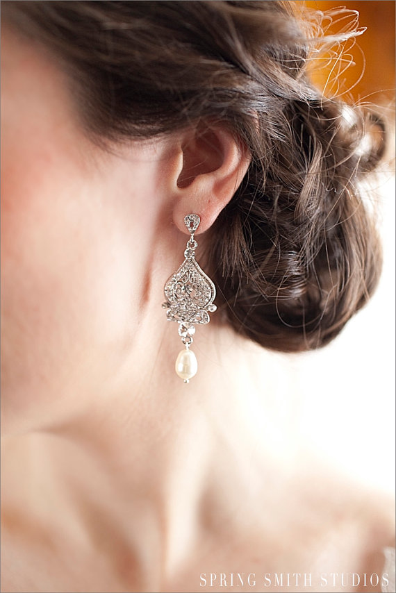 زفاف - Bridal Earrings, Crystal Wedding earrings, Rhinestone, Bridal Jewelry, Bridesmaids, Alexandra Bridal Earrings
