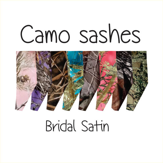 Wedding - Camo sash camouflage belt realtree mossy oak true timber orange pink white purple and more
