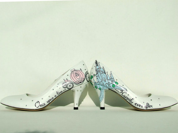 زفاف - Cinderella's Wedding - Handpainted Bridal Shoes - Fairy Tale Wedding
