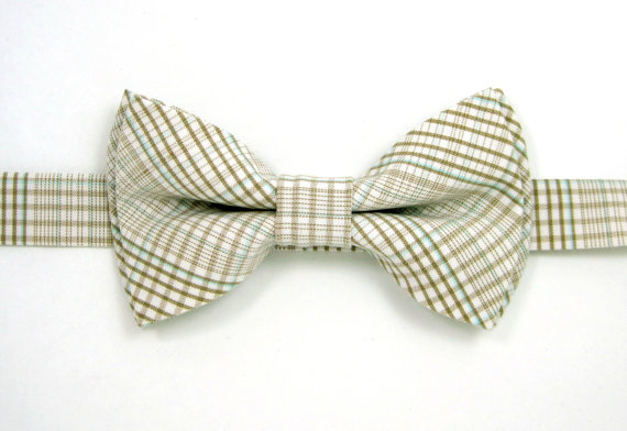 Mariage - Boys bow tie,Baby bow tie,Beige bow tie,Men bow tie,Plaid bow tie,Wedding bow ties,Groomsmen bow tie,Ring bearer bow tie,Cream Bow tie