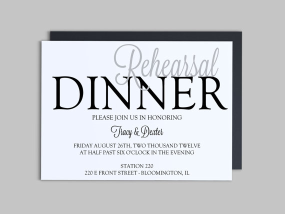 Wedding - Rehearsal Dinner Party Invitation - Custom Printable PDF