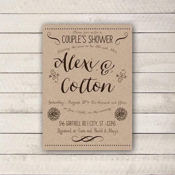 Couples Shower Invitation Rustic Couples Shower Invitation