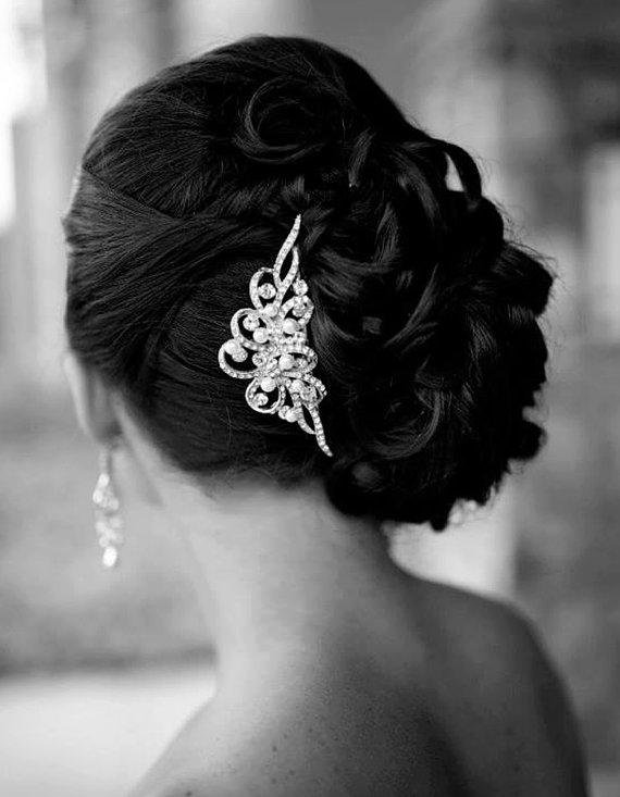 Mariage - Wedding Hair Comb, Vintage Inspired Swarovski Crystal and Pearl Bridal Hair Comb, Rhinestone Bridal Tiara, Wedding Hair Accessories, AUDREY
