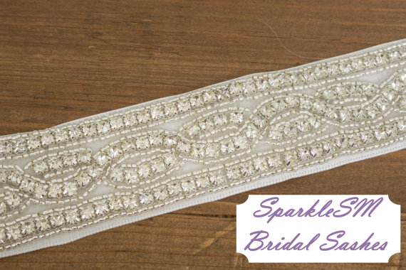 Hochzeit - Rhinestone Bridal Sash, Rhinestone and crystal Wedding belt, Rhinestone satin sash, Jeweled and beaded sash, Bridal Accessories Lexie