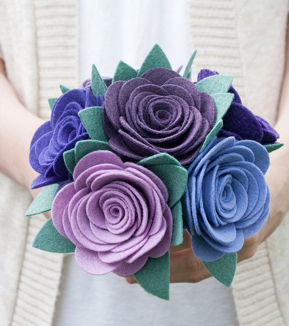 زفاف - Felt Bouquet - Wedding Bouquet - Alternative Bouquet - "Purple Bridge"