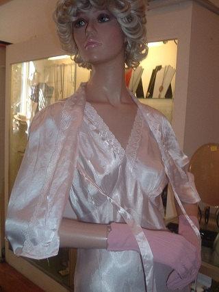 Wedding - SALE 20% OFF  1950s Vintage White Satin Trousseau Night Gown and Bed Jacket