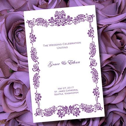 زفاف - Wedding Program Template "Vintage" Purple 