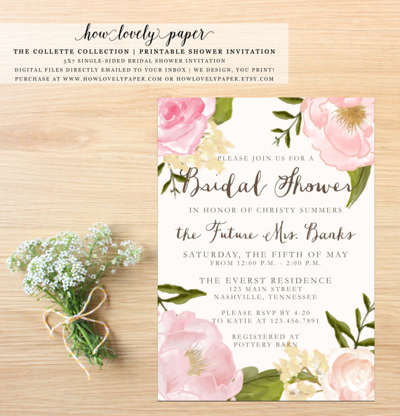 Свадьба - Printable Bridal Shower Invitation - the Collette Collection