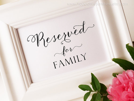 زفاف - Reserved for family, Printable Wedding Sign, Reserved seating, DIY, PDF, Instant Download, 4x6, black, ANITA