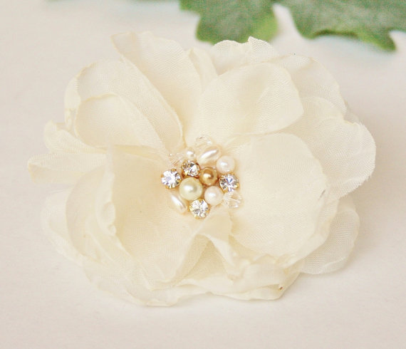 Hochzeit - Hair Flower, Pearl Wedding Hair Flower, Bridal Hair Flower Clip, Flower Hair Piece, Hair Accessories, Rhinestone Pearl Hair Flower