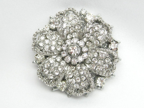 Mariage - Immediately Available Crystal Rhinestone Wedding Brooch,Hair Clip,Wedding Brooches, Bouquet Sash Accessories,Rhinestone Sash Bridesmaid