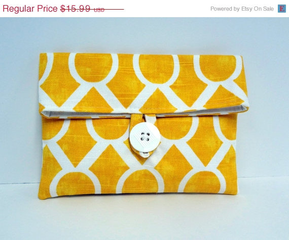 Wedding - ON SALE Yellow and White Bridesmaid Clutch in Sydney by Premier Prints Yellow Makeup Bag Cosmetic Bag Yellow and White Wedding