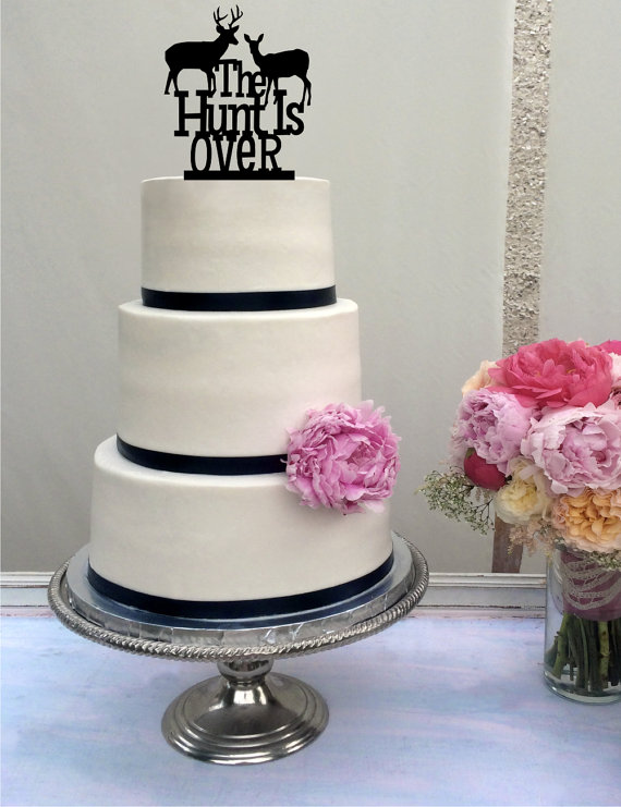 Hochzeit - Deer Wedding Cake Topper - The Hunt is Over - grooms cake  - shabby chic- redneck - cowboy - outdoor - western - rustic