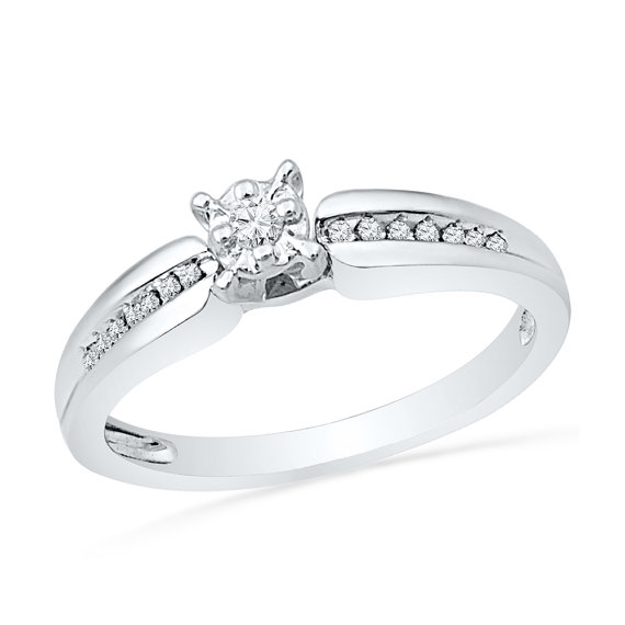 زفاف - Diamond Fashion Engagement Ring Made in Sterling Silver or White Gold