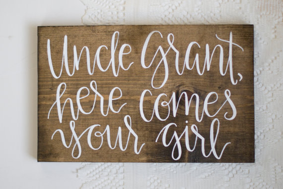 Hochzeit - Here Comes Your Girl Ring Bearer Sign - Hand Lettered Calligraphy