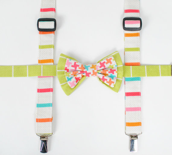 Свадьба - Boy's Bow Tie and Suspenders Set, Bow tie, Boy Suspender, Ring bearer, Boy suspenders, bow tie set, children clothing, photo prop