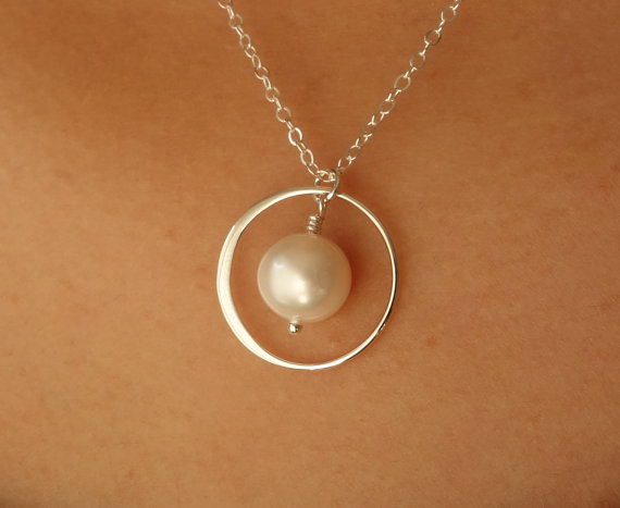 Wedding - FOREVER TRANSFORMING Necklace, Pearl Pendant Necklace, Mother's Day Gifts,Eternal Circle Necklace, bridesmaid gift, wedding jewelry, 18