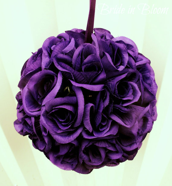 زفاف - Purple pomander kissing ball flower girl wedding decoration wedding flowers bridesmaid bouquets