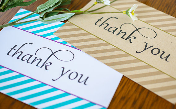 Свадьба - Thank You Sign, Wedding Table Sign, Thank You Table Sign, Striped Table Sign, Favor Table Sign - Size 5 x 7